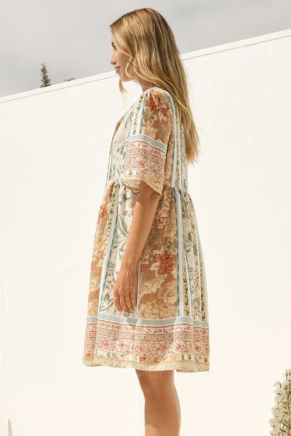 Chia Mini Dress - Babydoll Dress in Lyla Print
