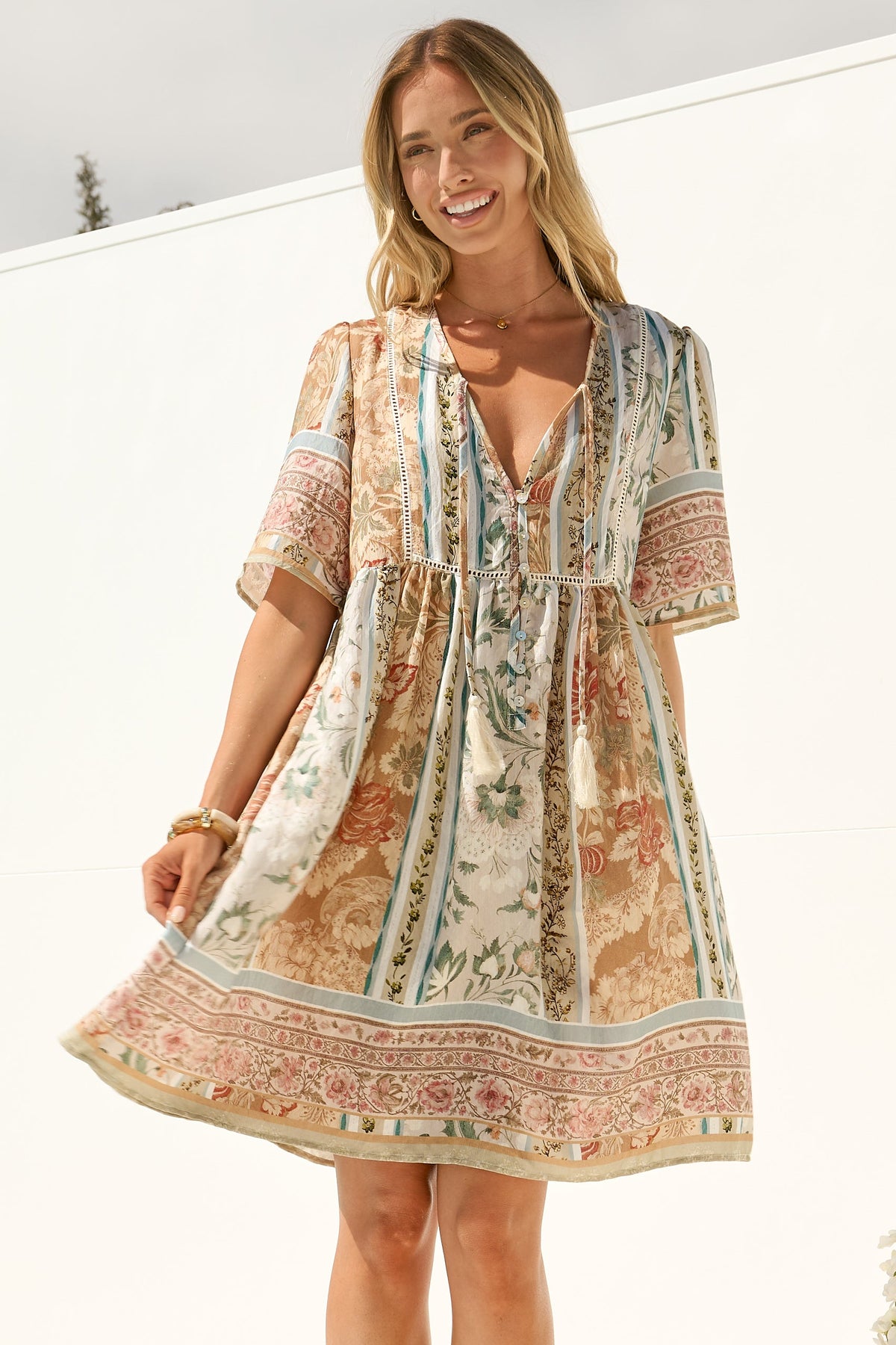 Chia Mini Dress - Babydoll Dress in Lyla Print