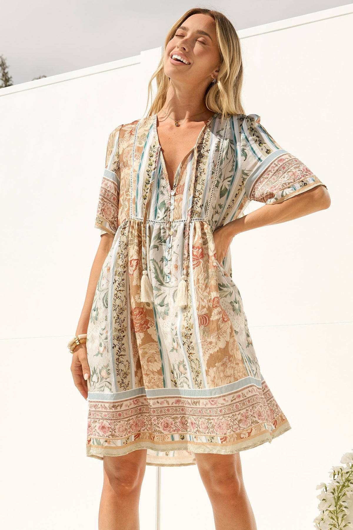 Chia Mini Dress - Babydoll Dress in Lyla Print
