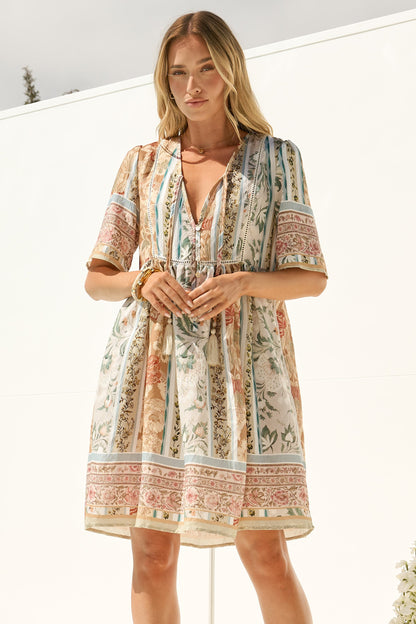 Chia Mini Dress - Babydoll Dress in Lyla Print