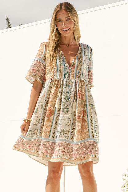 Chia Mini Dress - Babydoll Dress in Lyla Print