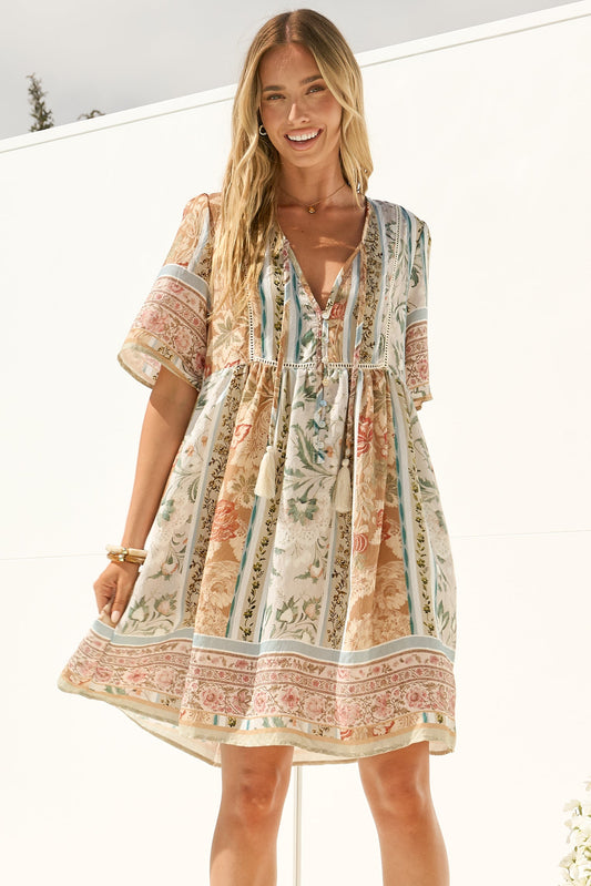 Chia Mini Dress - Babydoll Dress in Lyla Print