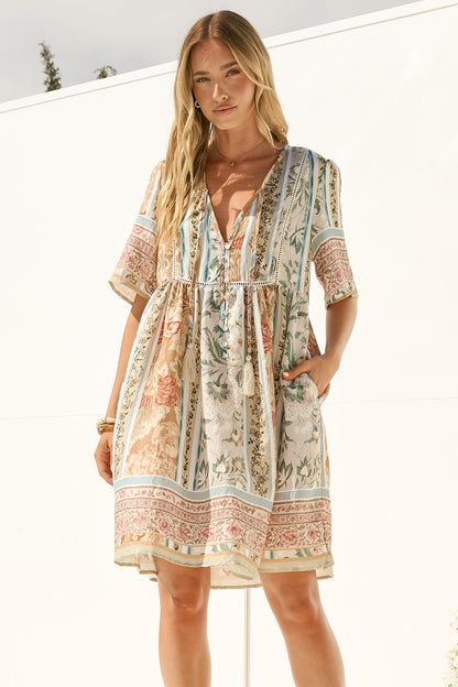 Chia Mini Dress - Babydoll Dress in Lyla Print