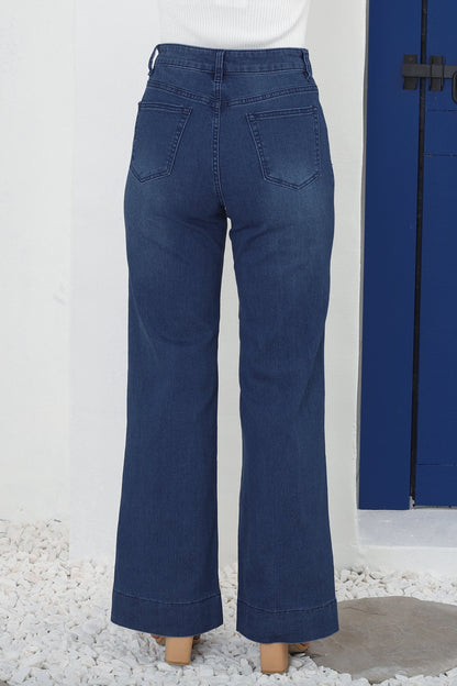 Cindy Wide Leg Jeans in Dark Denim