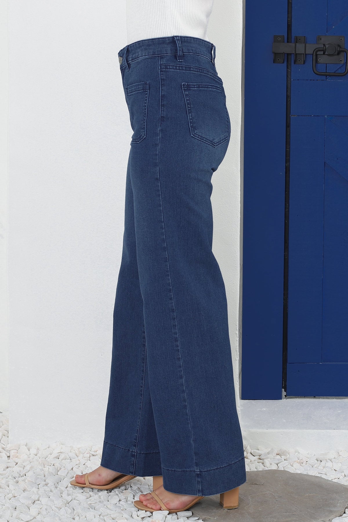 Cindy Wide Leg Jeans in Dark Denim