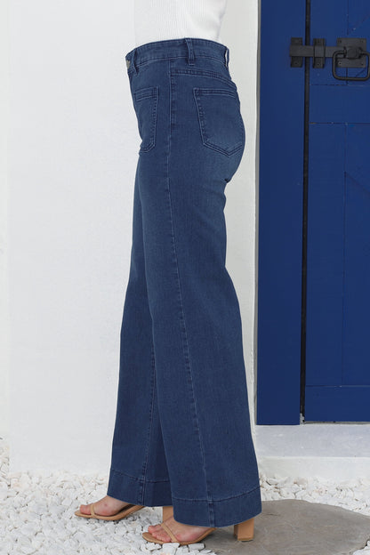 Cindy Wide Leg Jeans in Dark Denim