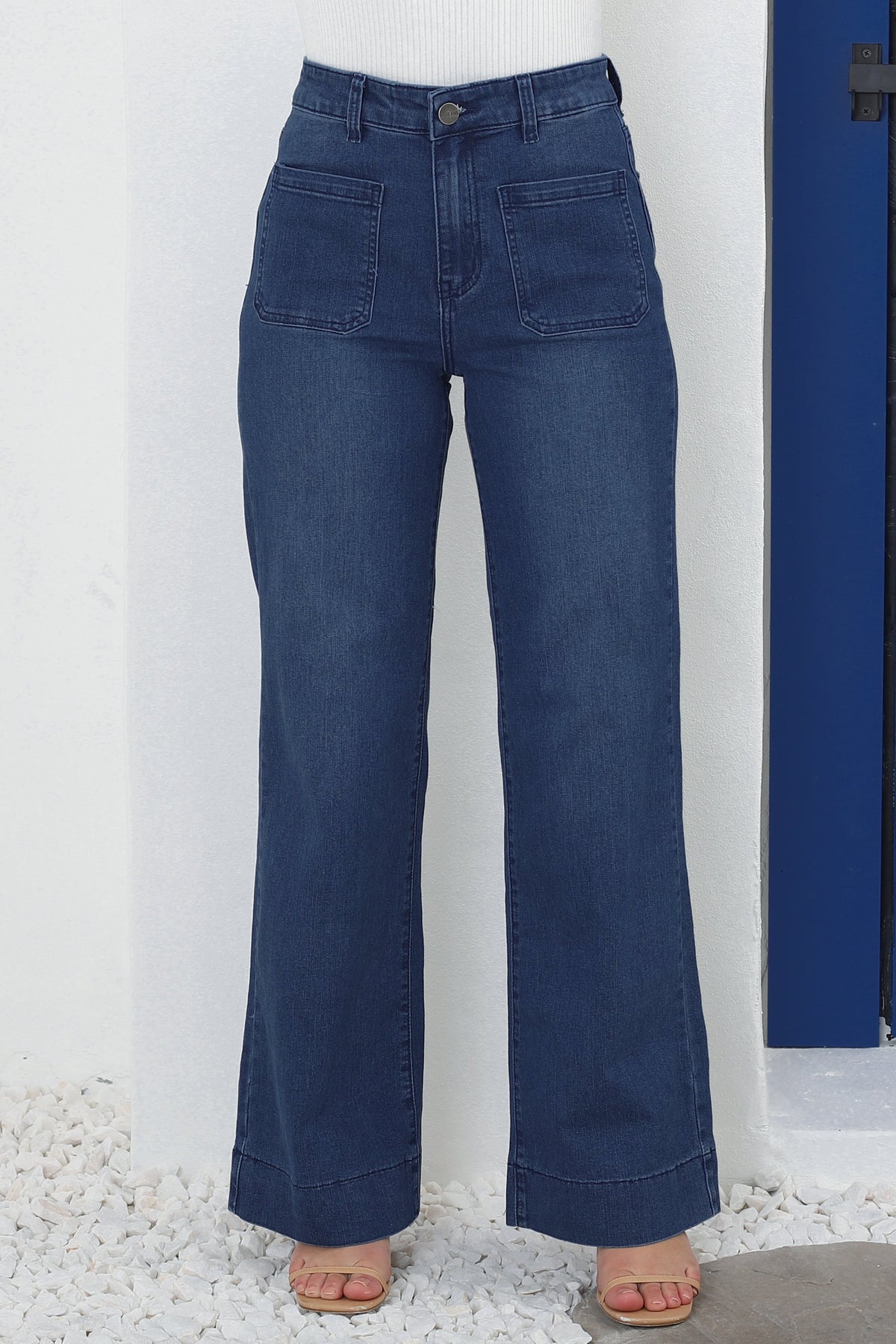 Cindy Wide Leg Jeans in Dark Denim