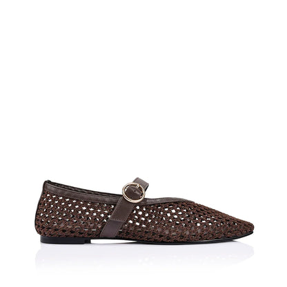 Eunice Woven Ballet Flats - Chocolate