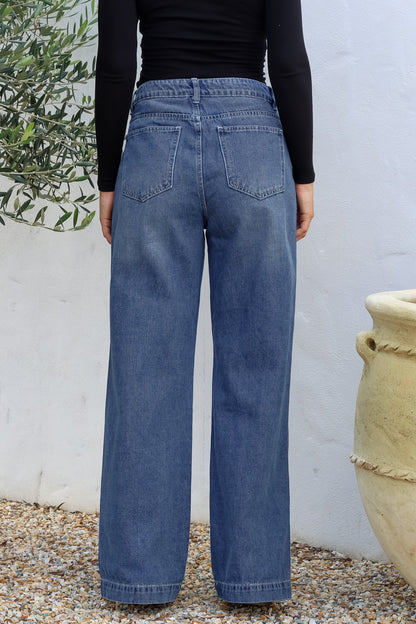 Kash Jeans - Relaxed Mid Rise Mum Jeans in Dark Denim