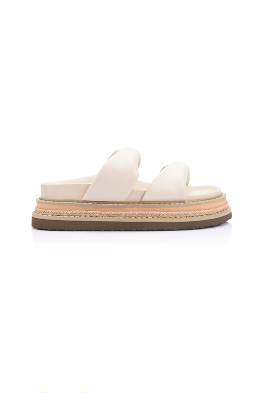 Teagan Flatform Slides in Bone White