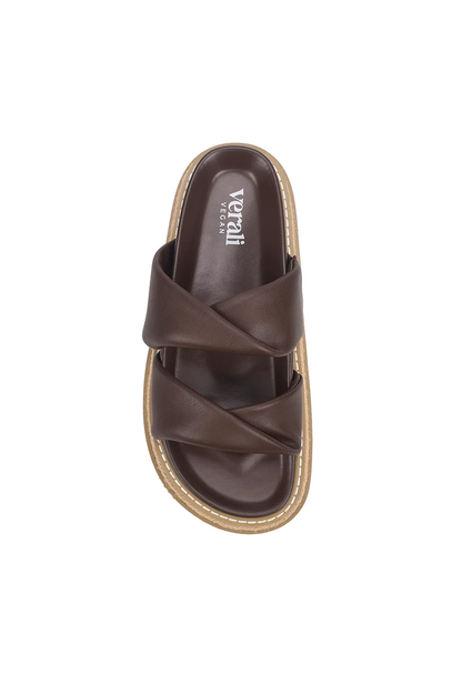 Teagan Flatform Slides in Chocolate Brown